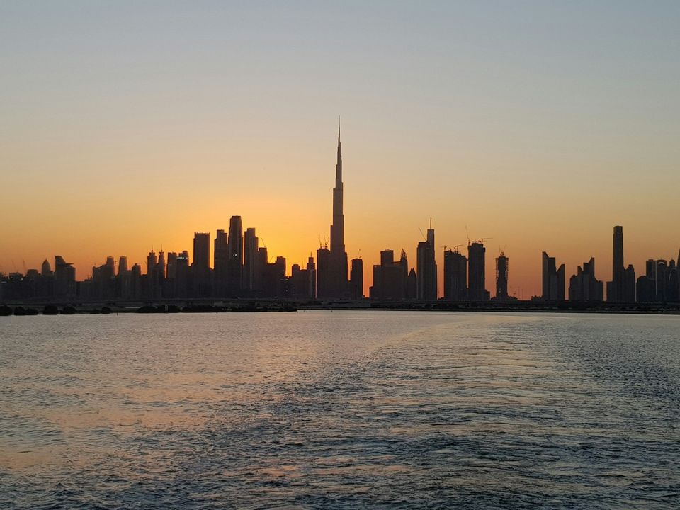 Dubai skyline at sunset
